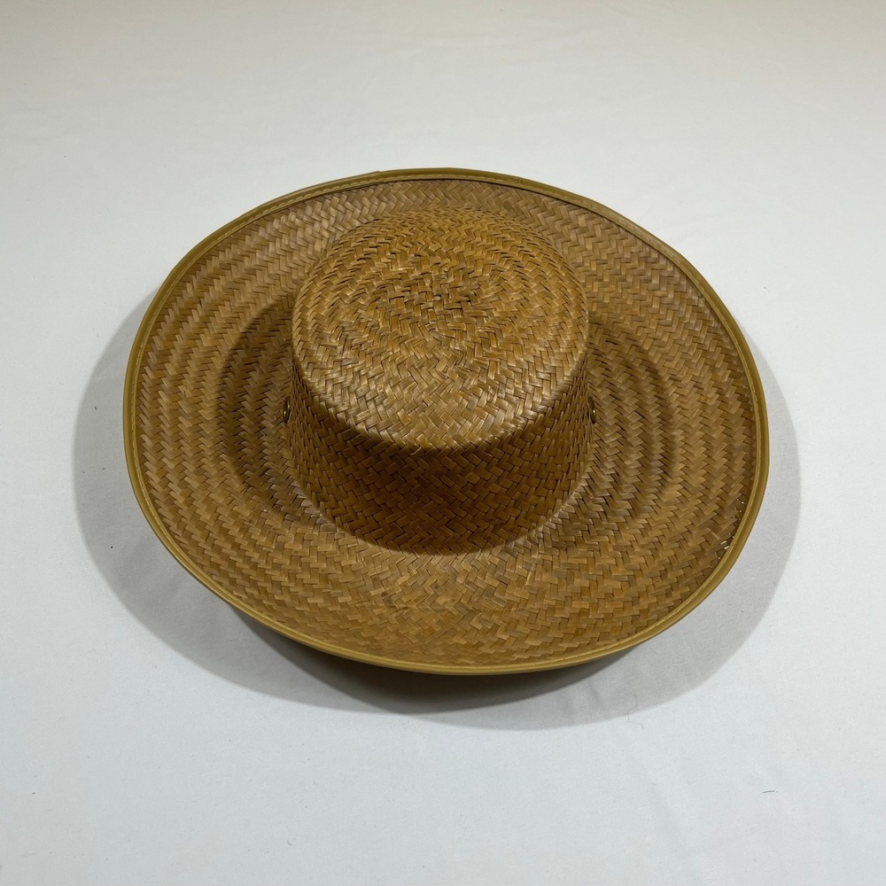 Boater Hat Brown Woven Straw Wide Brim Sun Skimmer